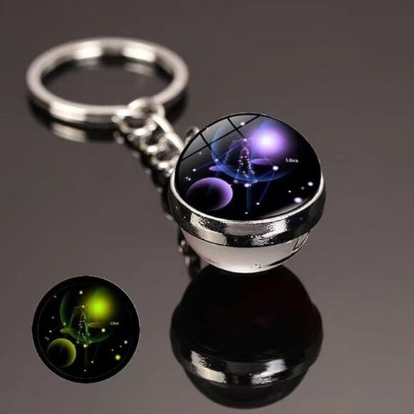 Creative Galaxy Zodiac Double-Sided Glass Orb Keychain - Picture 8 of 8